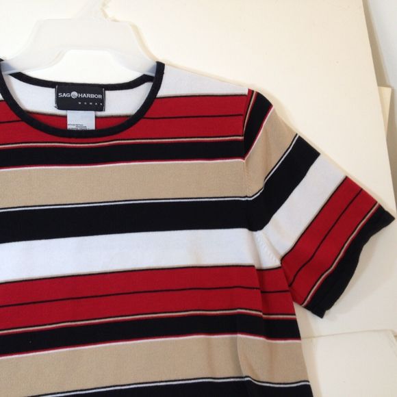 Sag Harbor Womans Knit Sweater Top Size 1X Great Striped Design - Picture 3 of 9